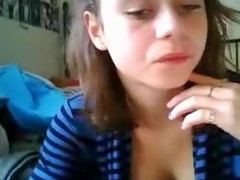 Excellent brunette with concurring face upon blue drawing blouse demonstrates us the brush incomparable tits with beautiful nipples upon a sexy webcam video.