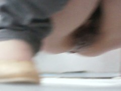 Black haired asian whore pissing in a public interloper bathroom unaware of a voyeur filing her moves upon his hidden video cam